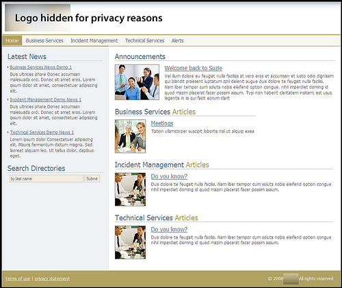 Intranet Site with 3 Depts