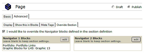 Override Section on Page