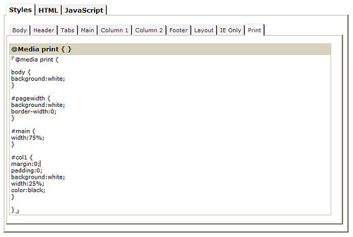 Print CSS in Theme document