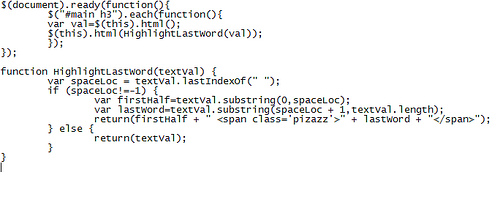 Pizazz JavaScript Code