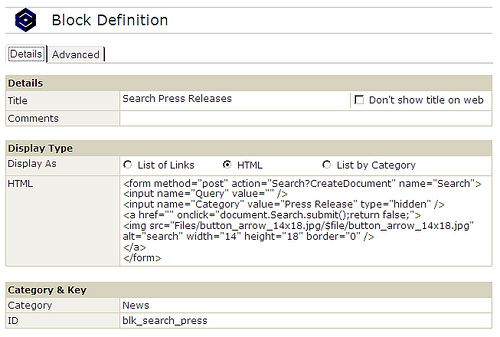 Search Block Definition